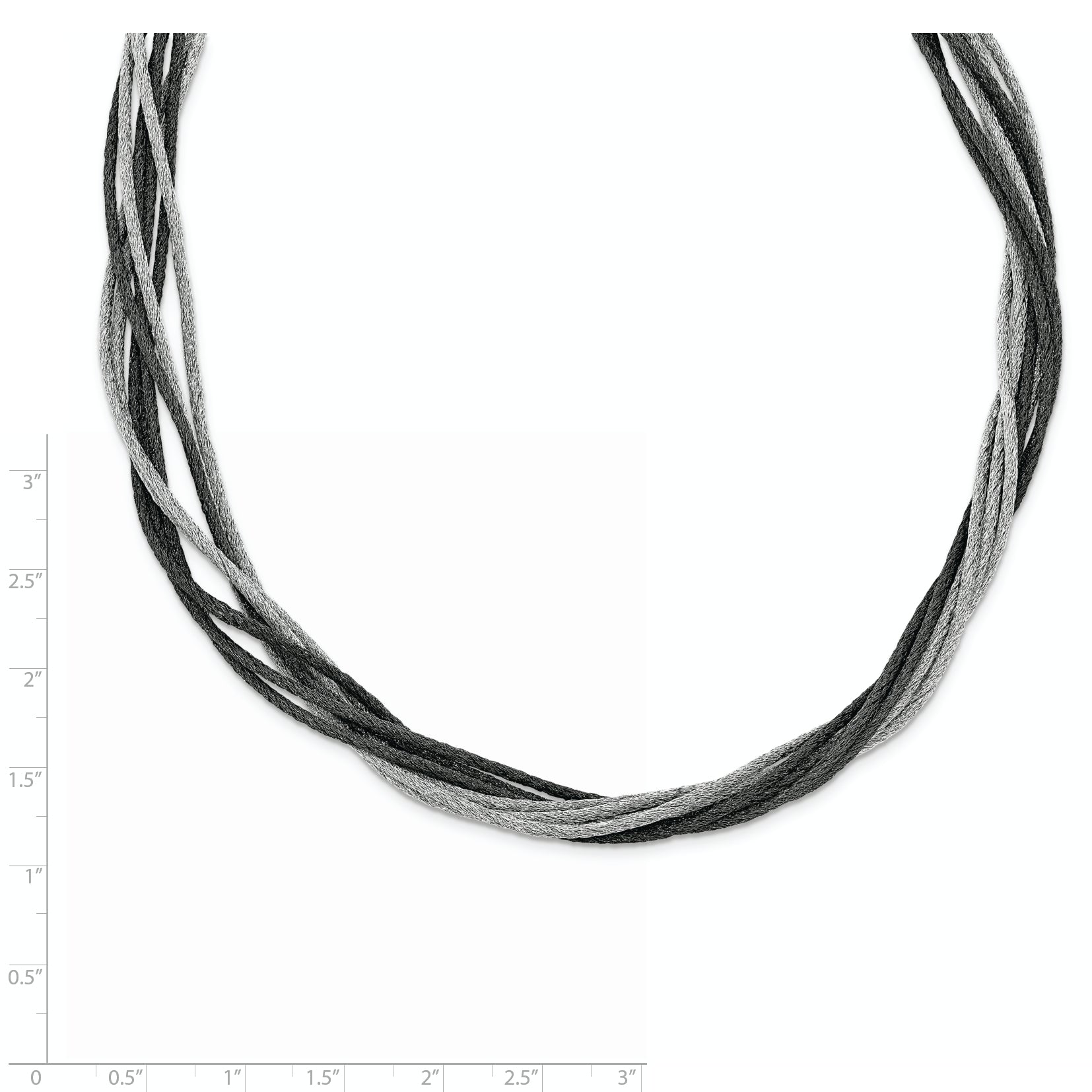 Sterling Silver 925 Multi-Strand Rhodium Mesh Necklace 18 by Sophia Jewelers