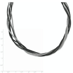 Sterling Silver Black Rhodium Wire Mesh Necklace