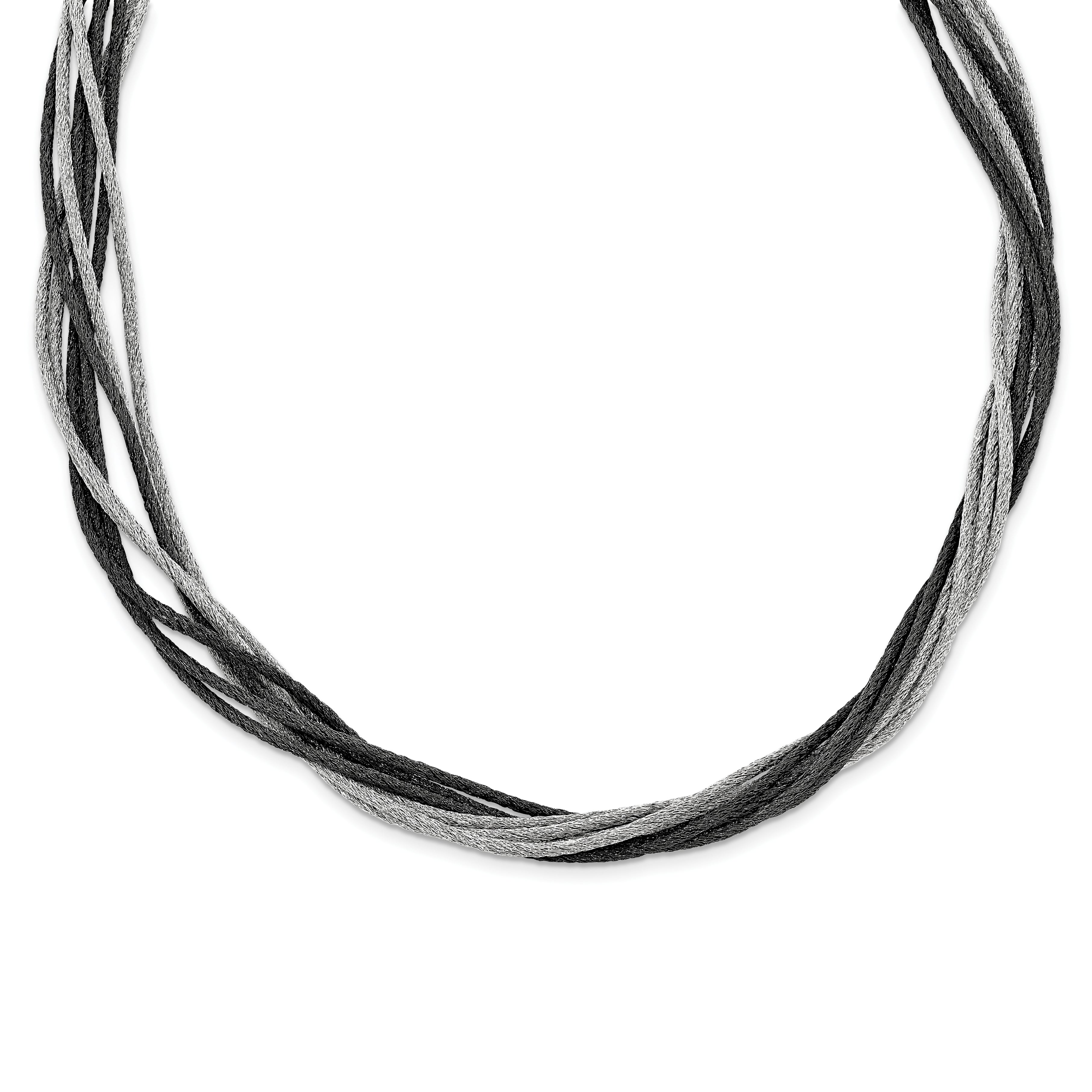 Sterling Silver Black Rhodium Wire Mesh Necklace