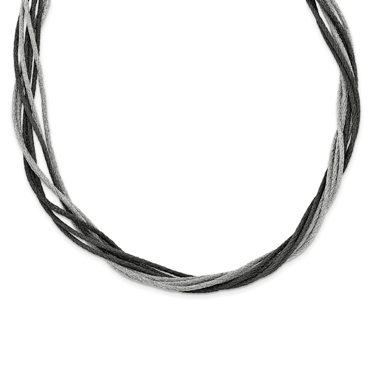 Sterling Silver Black Rhodium Wire Mesh Necklace