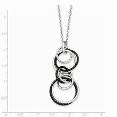 Sterling Silver & Black Rhodium Polished &Textured Necklace