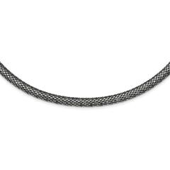Sterling Silver Black Rhodium Mesh Necklace