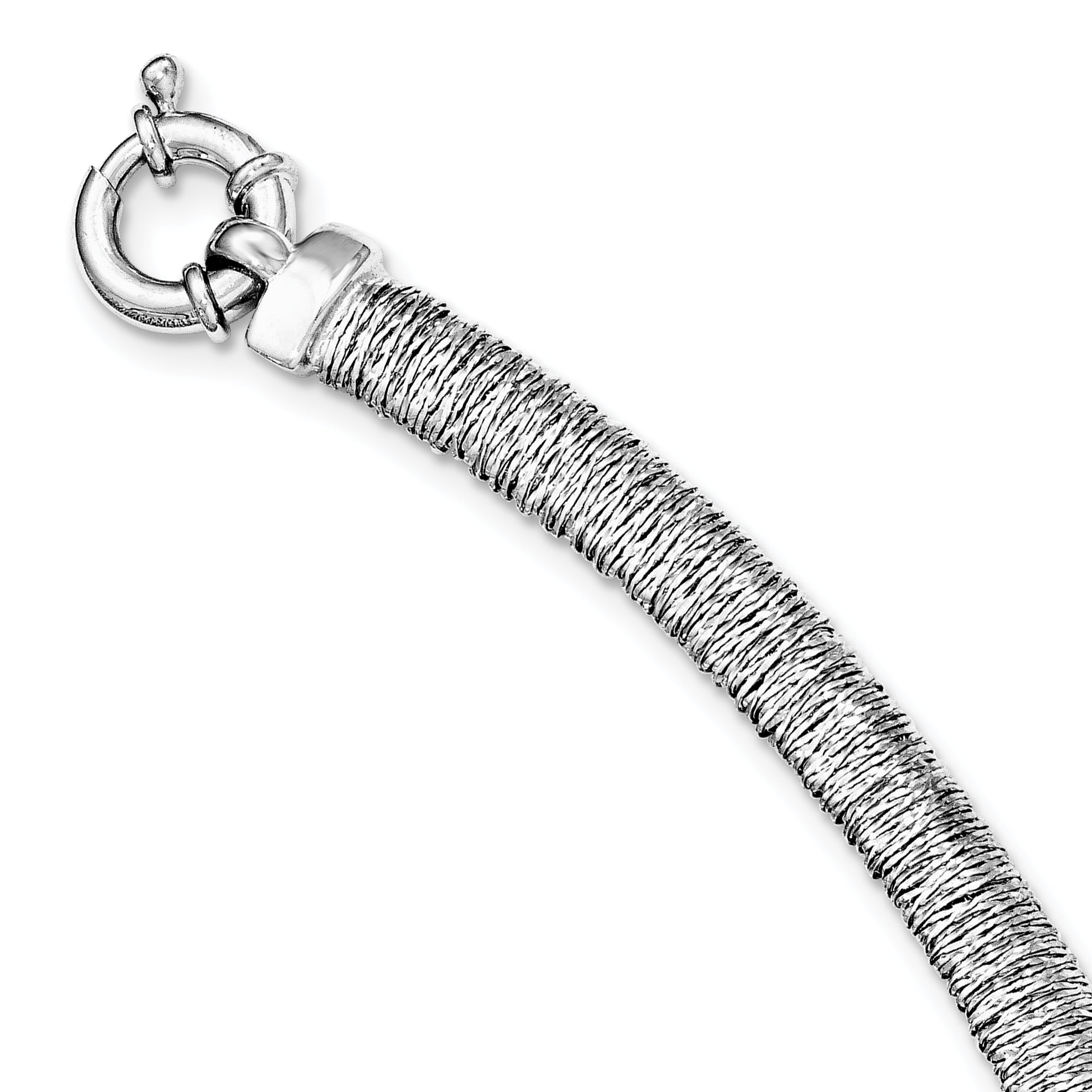 Sterling Silver 925 Polished Fancy Domed Necklace with Rhodium Plating