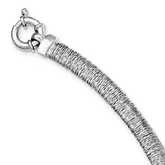 Sterling Silver 925 Polished Fancy Domed Necklace with Rhodium Plating