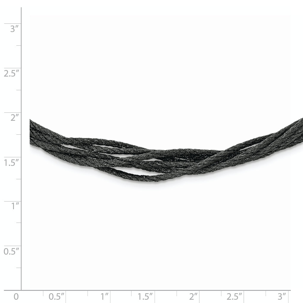 Sterling Silver 925 Fancy Necklace with Black Rhodium Mesh and Extender