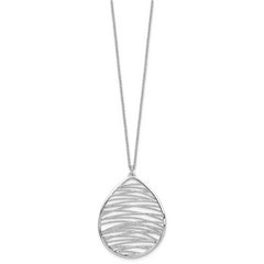 Sterling Silver 925 Necklace with Rhodium Polish and Fancy Pendant