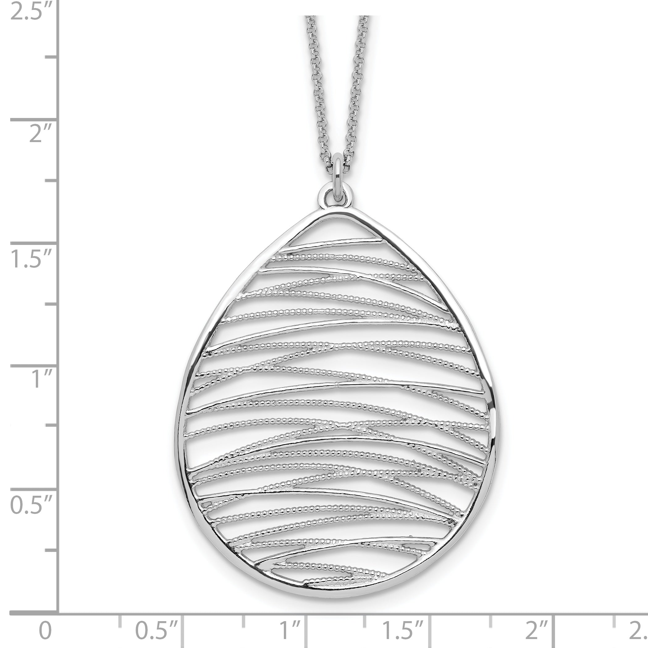 Sterling Silver 925 Necklace with Rhodium Polish and Fancy Pendant