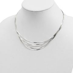 Sterling Silver 925 Herringbone Necklace with Polished 5-Strand Extender
