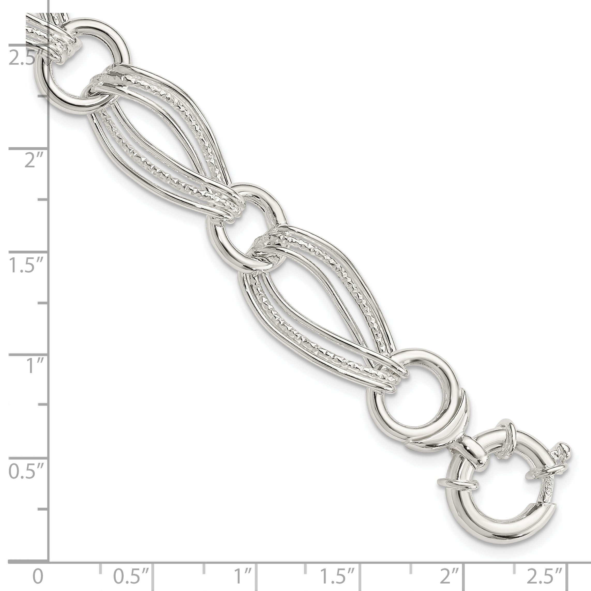Sterling Silver Polished And Textured Link Bracelet