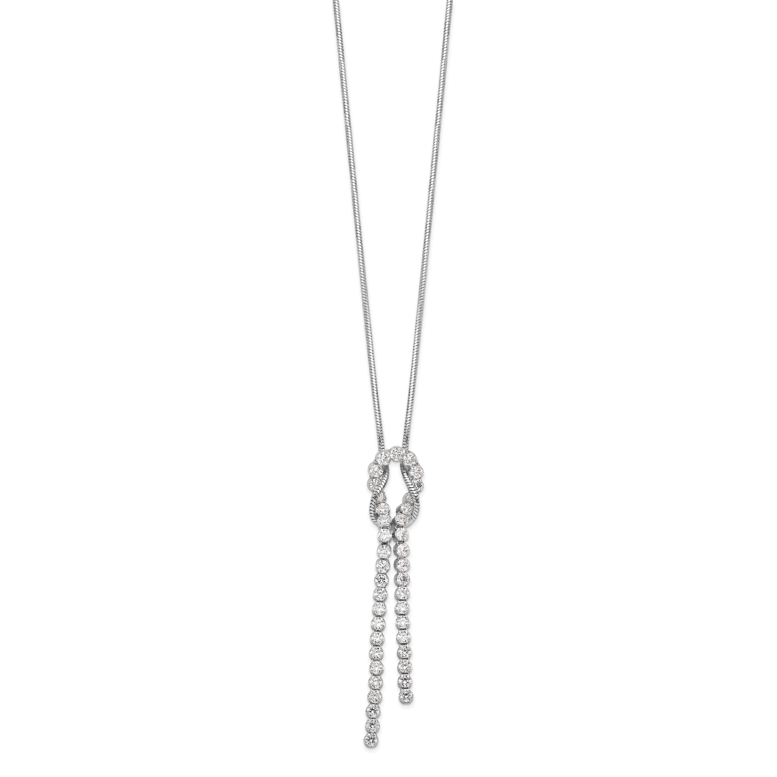 Sterling Silver Rhodium-plated CZ Knotted Snake Chain Necklace