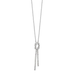 Sterling Silver 925 Rhodium-Plated Snake Chain Necklace with CZ Elegance - 18