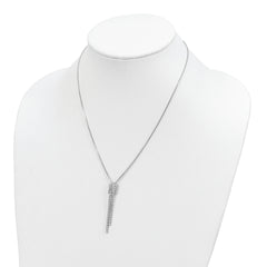Sterling Silver 925 Rhodium-Plated Snake Chain Necklace with CZ Elegance - 18