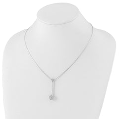 Sophia Jewelers Sterling Silver CZ Dangle Necklace with Rhodium-Plated Elegance