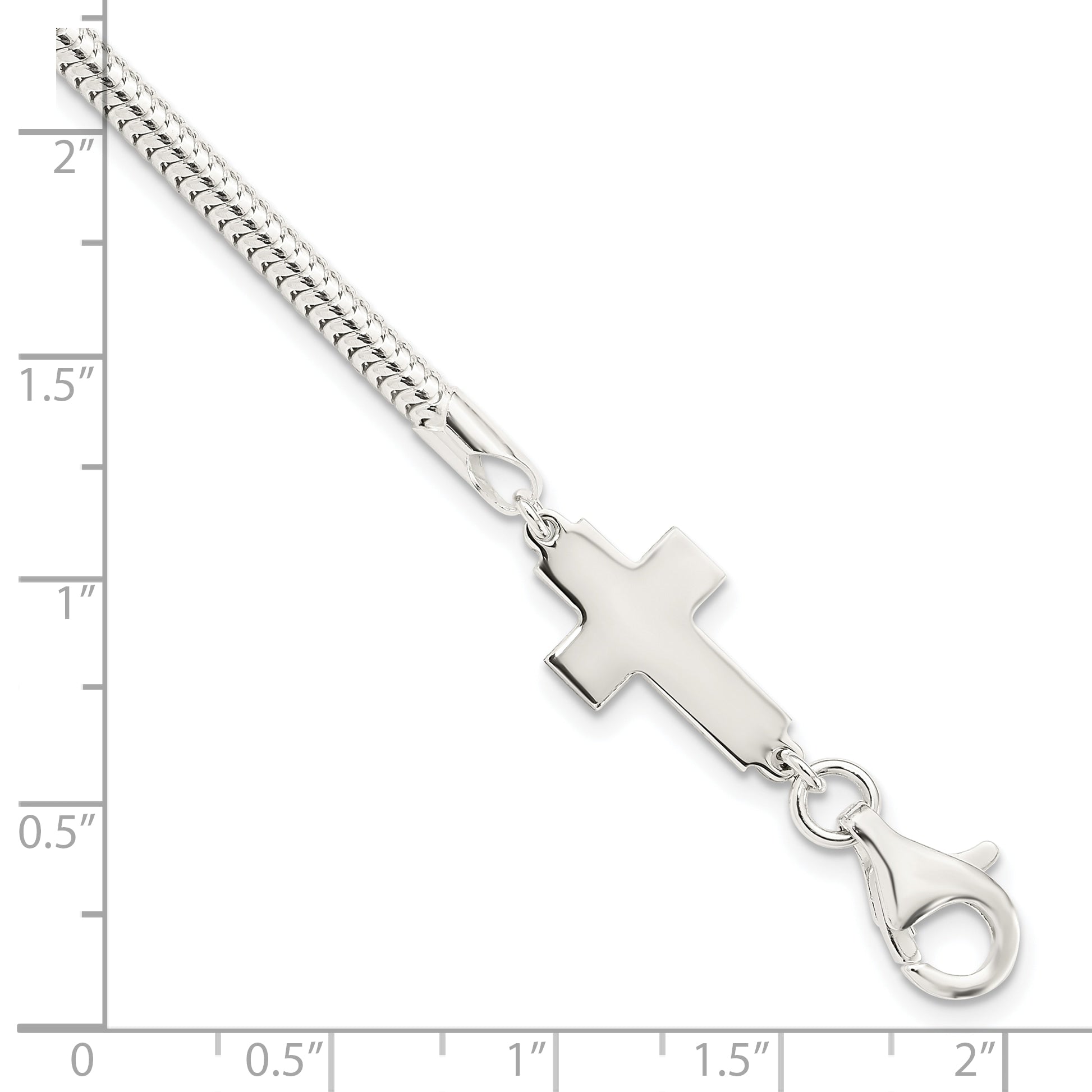 Sterling Silver Sideways Cross Bracelet - 7.5