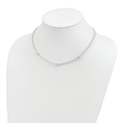Sterling Silver 925 Mesh Necklace with X Design and Extension