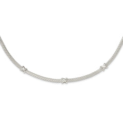 Sterling Silver Mesh with X's w/1in extension Necklace