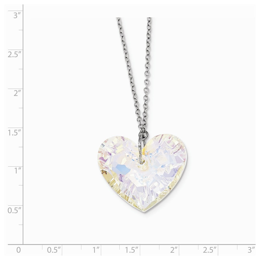 Sterling Silver Swarovski Element Heart Necklace w/2in ext.