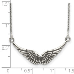 Sophia Jewelers Sterling Silver Antiqued Wings Pendant Necklace - 18