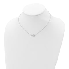 Sterling Silver 925 Anchor Necklace with Rhodium Plating and Extender