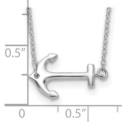 Sterling Silver 925 Anchor Necklace with Rhodium Plating and Extender