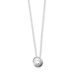 Sterling Silver 925 CZ Pendant Necklace with Elegant Cable Chain