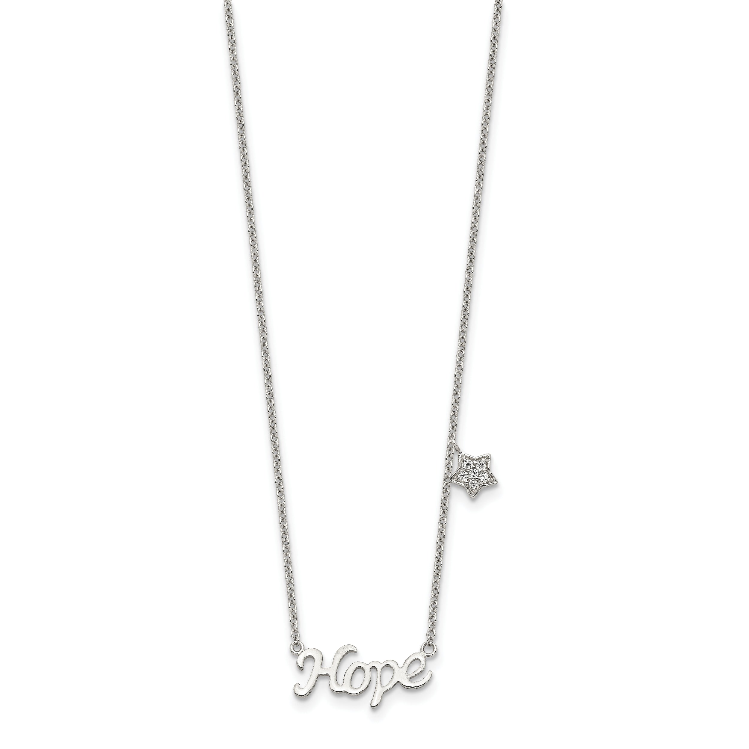 Sophia Jewelers Sterling Silver CZ Star Hope Necklace Unisex Polished Finish