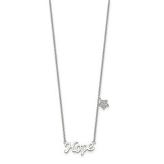 Sophia Jewelers Sterling Silver CZ Star Hope Necklace Unisex Polished Finish
