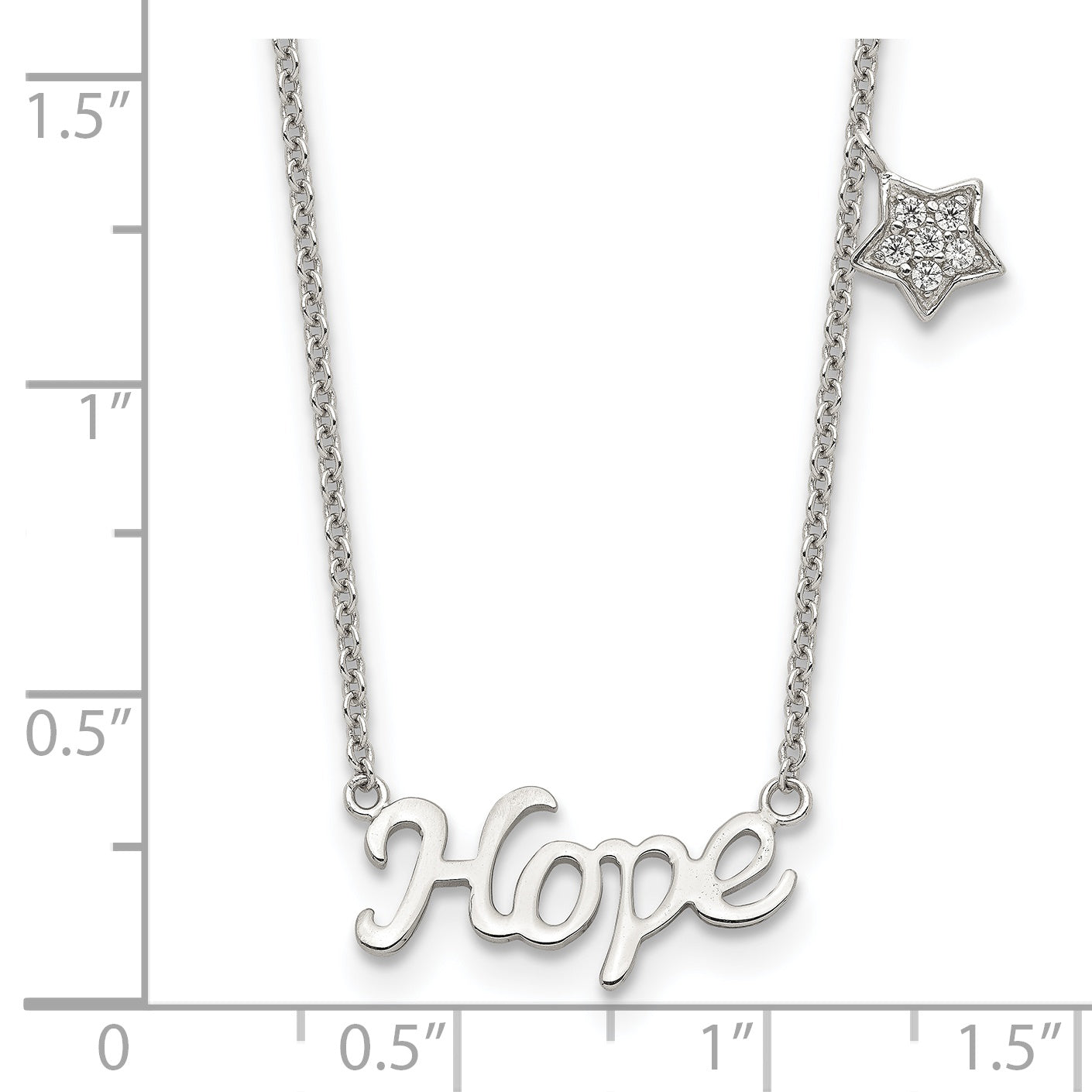 Sophia Jewelers Sterling Silver CZ Star Hope Necklace Unisex Polished Finish