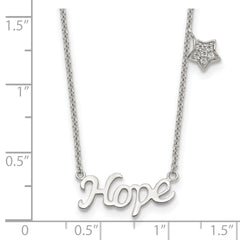 Sophia Jewelers Sterling Silver CZ Star Hope Necklace Unisex Polished Finish