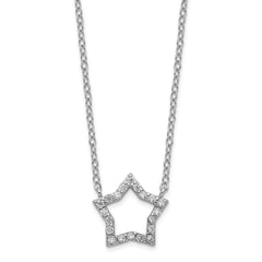 Sterling Silver Rhodium-plated CZ Star Necklace