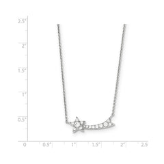 Sterling Silver Rhodium-plated w/ CZ Star Necklace