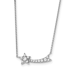 Sterling Silver Rhodium-plated w/ CZ Star Necklace