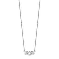 Sterling Silver Rhodium-plated CZ 3-Stone w/1in ext. Necklace