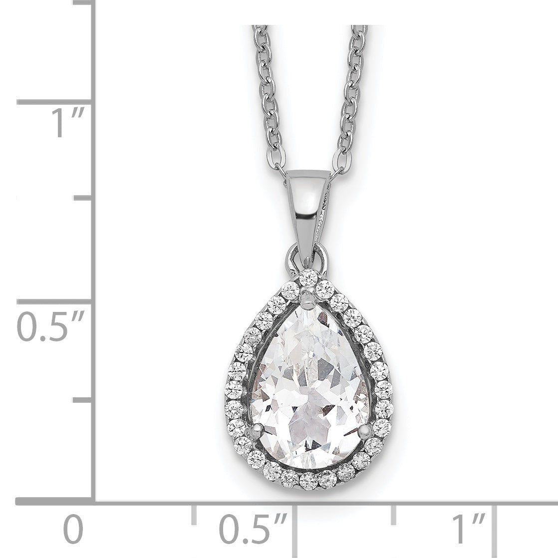 Sterling Silver Rhodium Created White Topaz & CZ Necklace