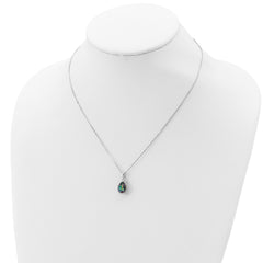 Sterling Silver 925 Mystic Topaz & CZ Necklace with Rhodium Polish