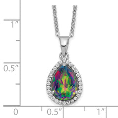 Sterling Silver 925 Mystic Topaz & CZ Necklace with Rhodium Polish
