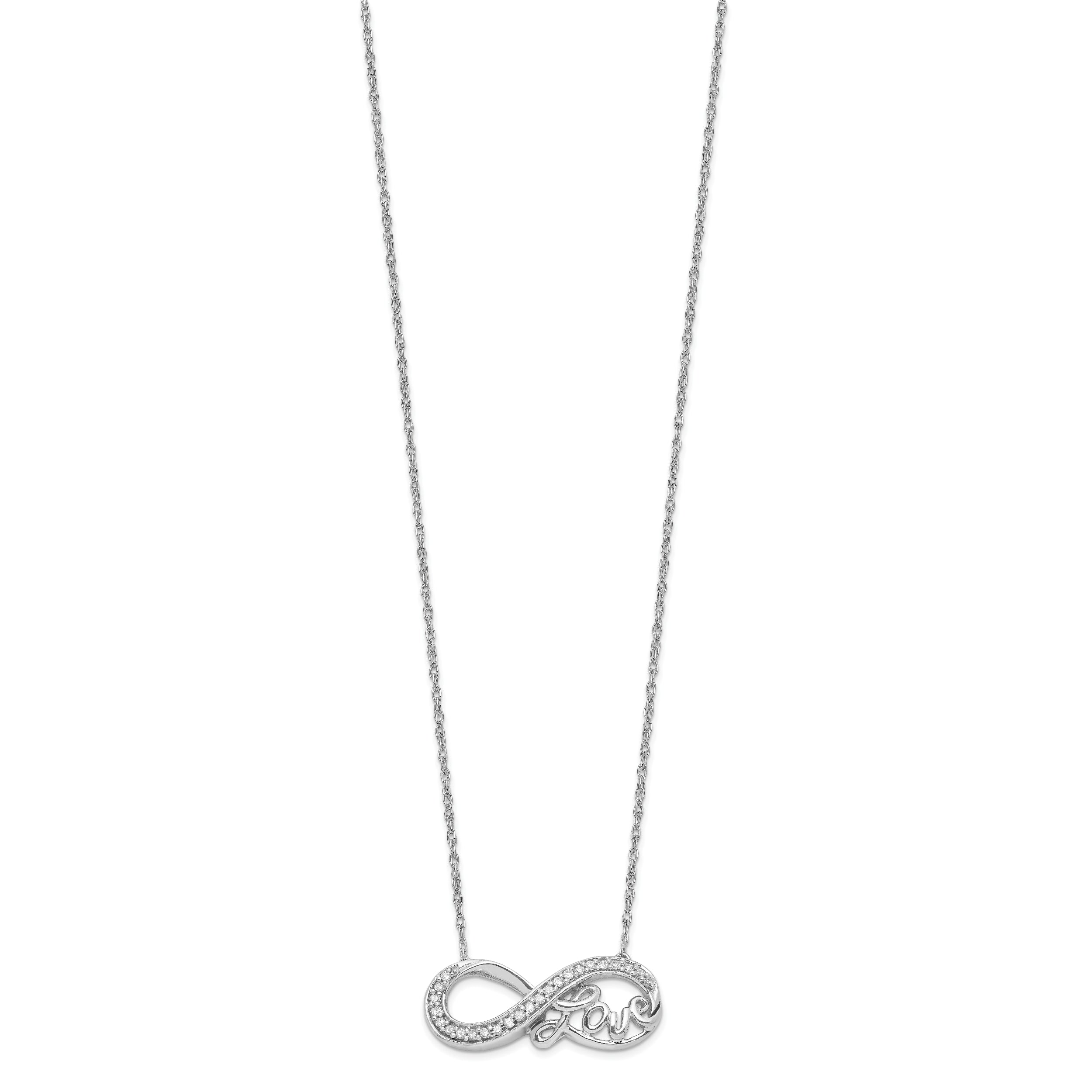 Sterling Silver 925 Infinity Love Necklace with Diamonds Polished Finish