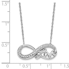 Sterling Silver 925 Infinity Love Necklace with Diamonds Polished Finish