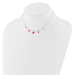 Sophia Jewelers Sterling Silver Children's Heart Necklace with Pink/Red/White Enamel