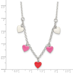 Sophia Jewelers Sterling Silver Children's Heart Necklace with Pink/Red/White Enamel
