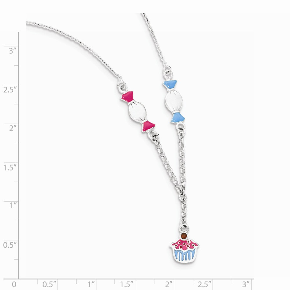 Sterling Silver Enamel Garnet Candy & Ice Cream Childs Necklace