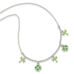 Sterling Silver Enamel 4 Leaf Clover Childs Necklace