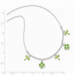 Sterling Silver Enamel 4 Leaf Clover Childs Necklace