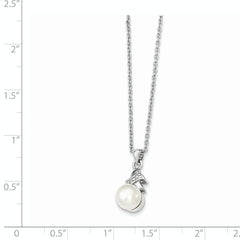 Sophia Jewelers Sterling Silver Freshwater Pearl CZ Pendant Necklace Rhodium-Plated Elegance