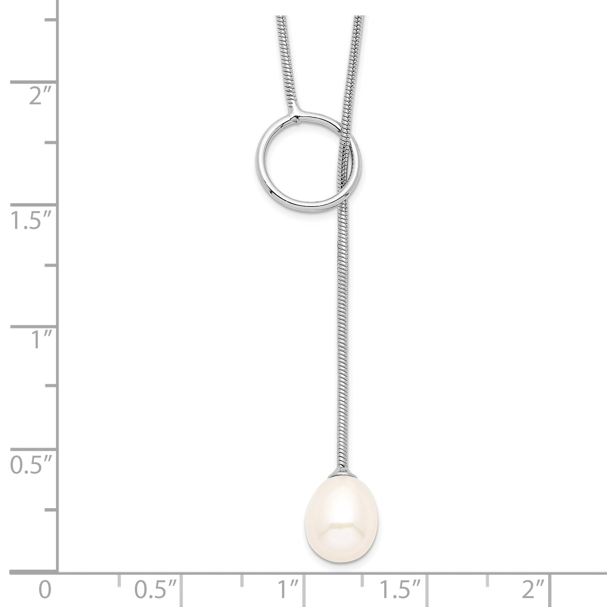 Sophia Jewelers Sterling Silver Pearl Toggle Necklace with Rhodium Finish for Elegant Women