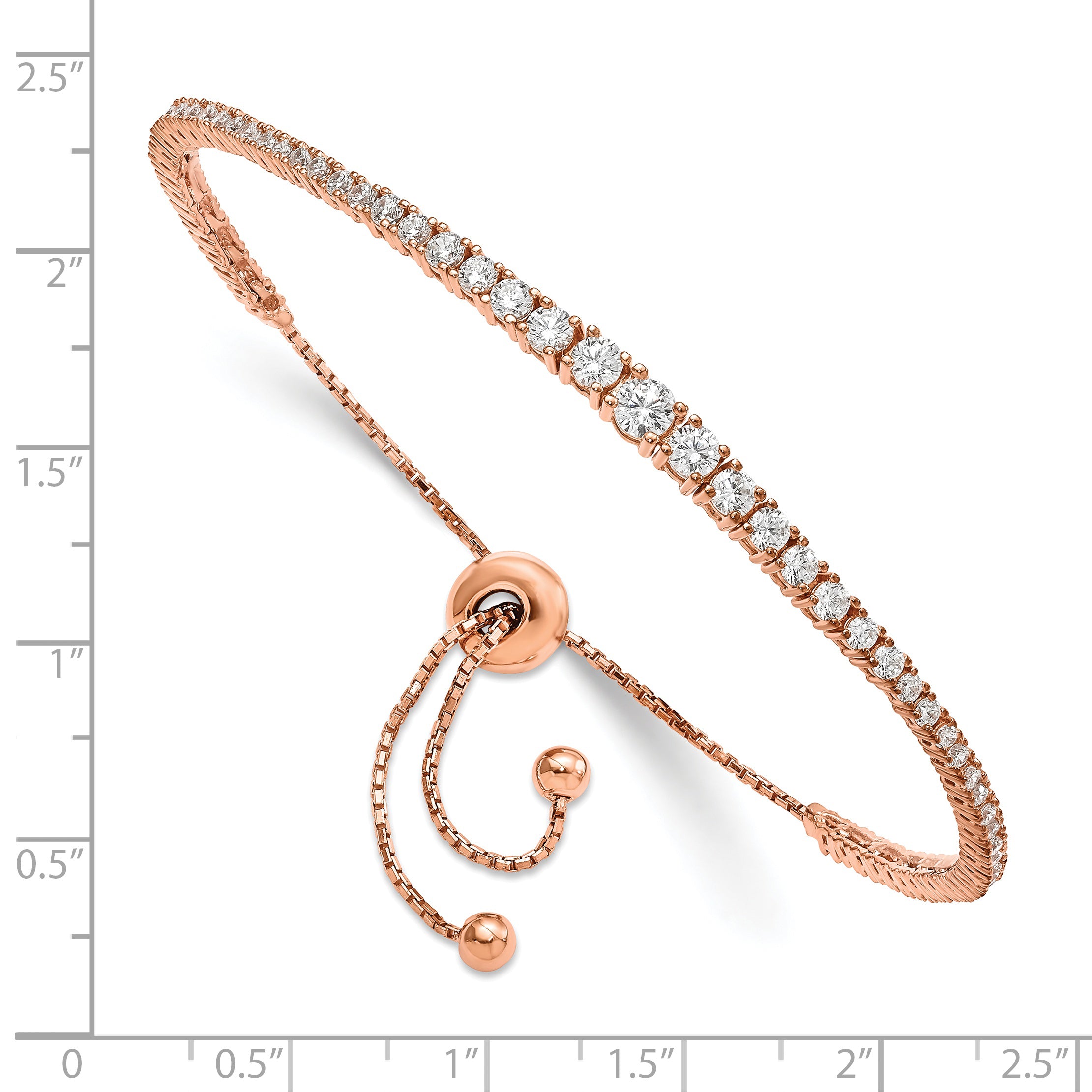 Sterling Shimmer Sterling Silver Rose-tone Flash Rose Gold-plated 67 Stone Graduated CZ Adjustable 5 inch up to 9 inch Bracelet