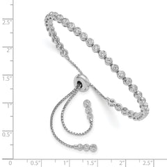 Sterling Silver CZ Adjustable Bracelet with Rhodium Plated Shine