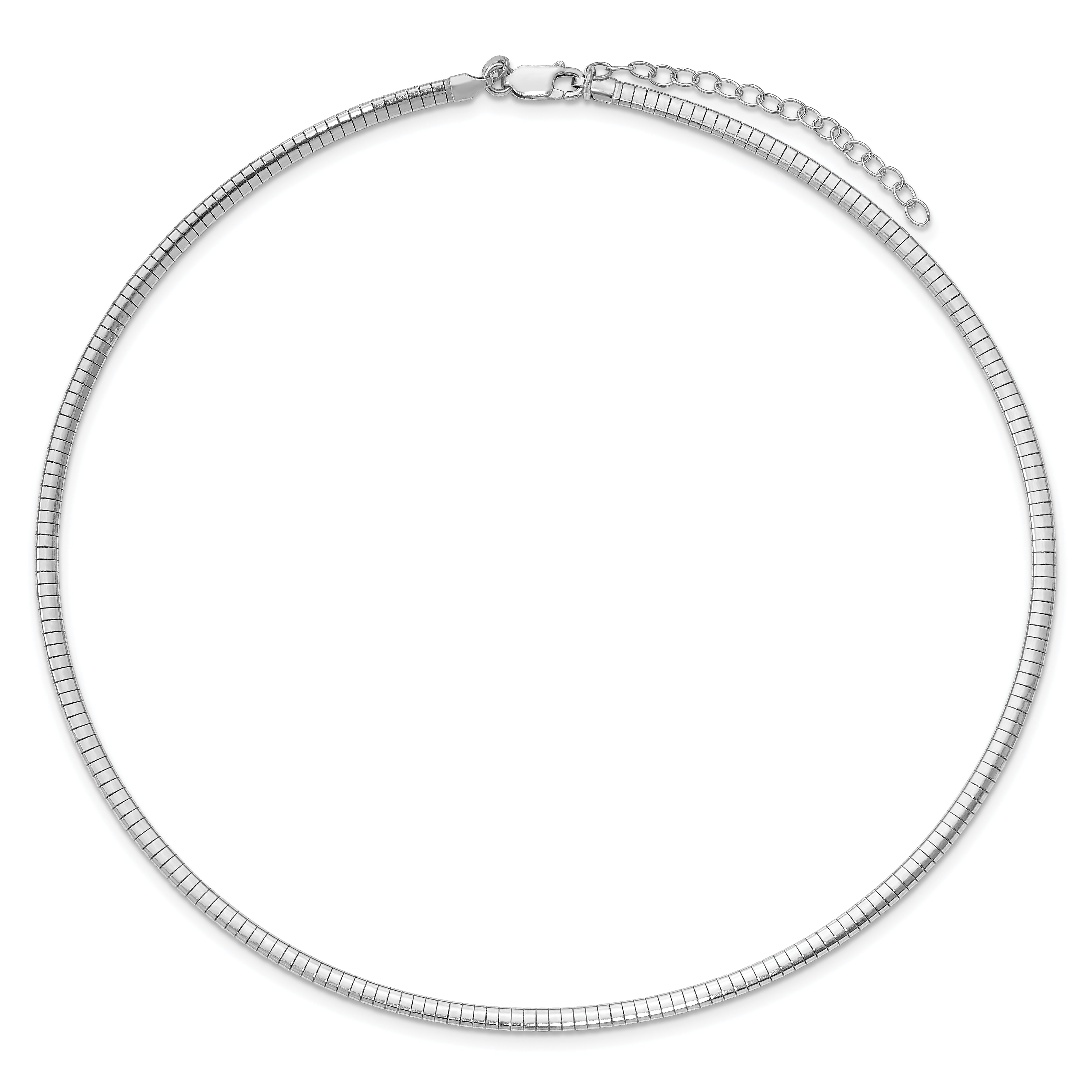 Sterling Silver Rhodium-plated 3.25mm w/2in. Ext Cubetto Chain