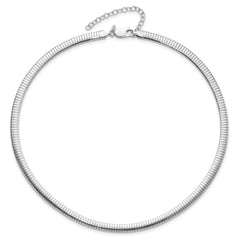 Sterling Silver 925 Omega Necklace with Rhodium Polish and 2 Extender Elegant Modern Style - 16