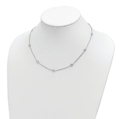 Sophia Jewelers Sterling Silver 9-Station CZ Necklace Rhodium Elegance